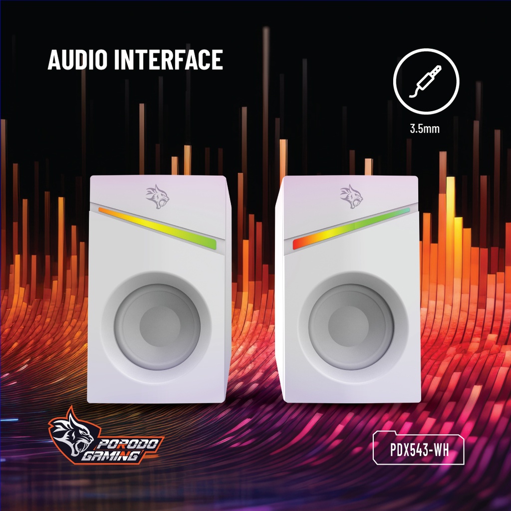 PORODO GAMING STEREO VOULME KNOB CONTROL GAMING SPEAKERS PDX543 WHITE PDX543-WH thumbnail 10