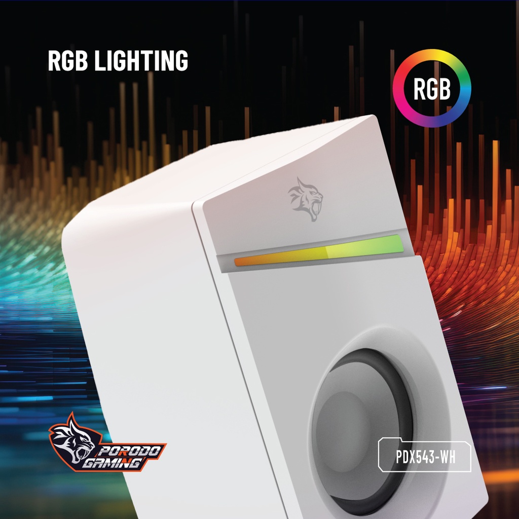 PORODO GAMING STEREO VOULME KNOB CONTROL GAMING SPEAKERS PDX543 WHITE PDX543-WH thumbnail 9
