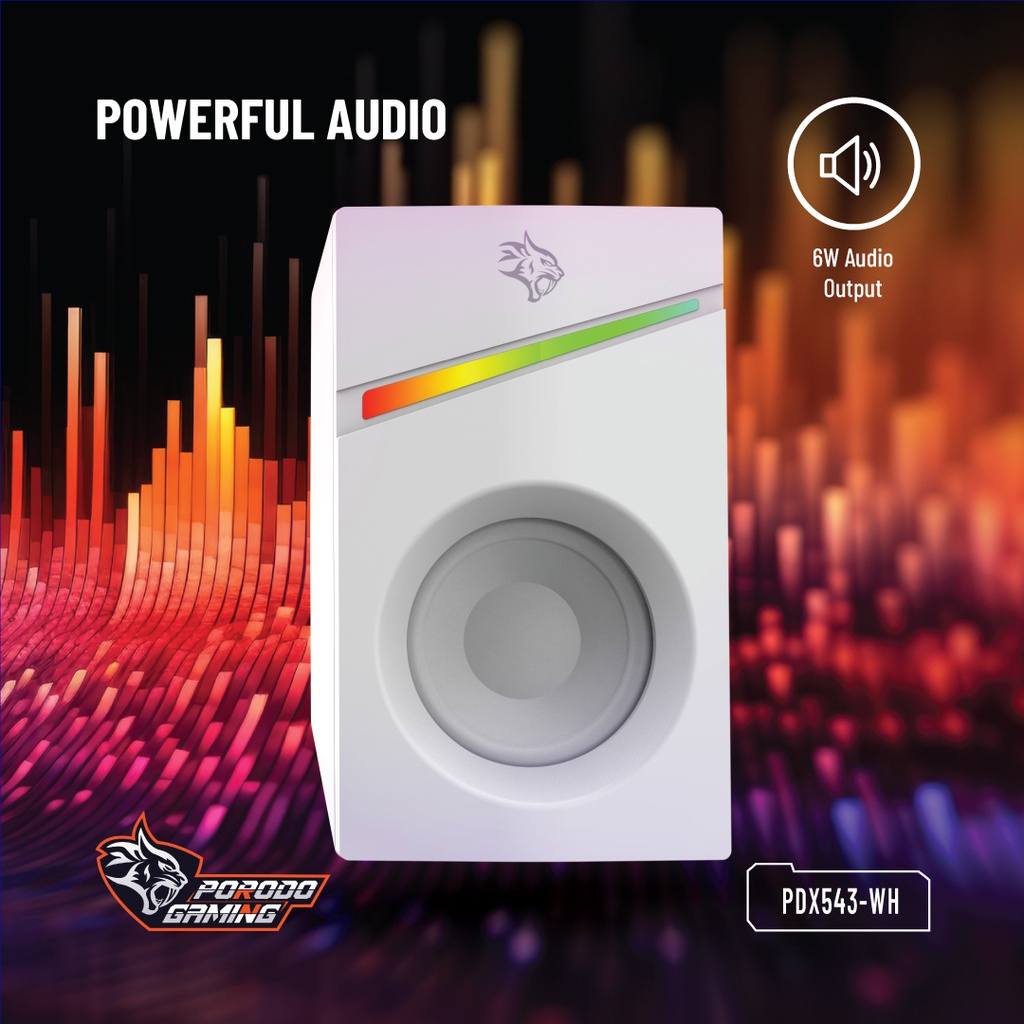 PORODO GAMING STEREO VOULME KNOB CONTROL GAMING SPEAKERS PDX543 WHITE PDX543-WH thumbnail 8