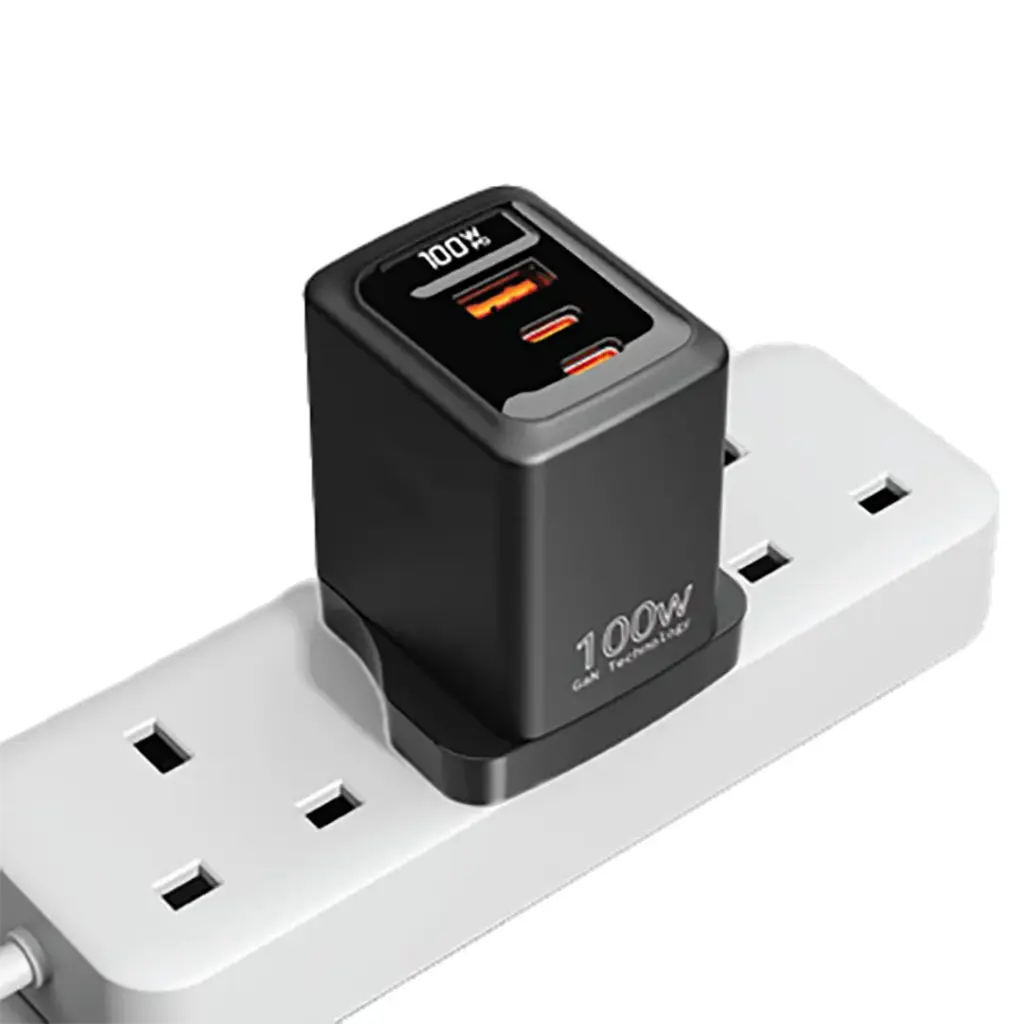 PORODO GAN 100W MULTI PORT WALL CHARGER BLACK PDFWCH073BK thumbnail 3