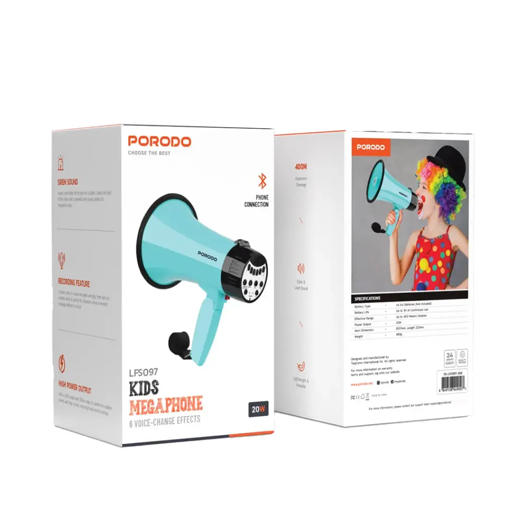 PORODO KIDS MEGAPHONE 20W SKY BLUE PD-LFST097-SKB thumbnail 2
