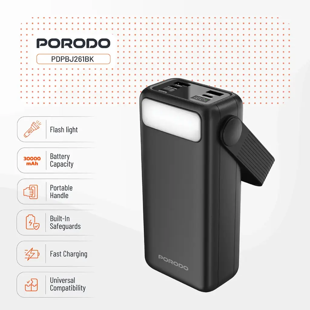 PORODO LARA 30000MAH POWER BANK PD20W BLACK PDPBJ261BK thumbnail 3