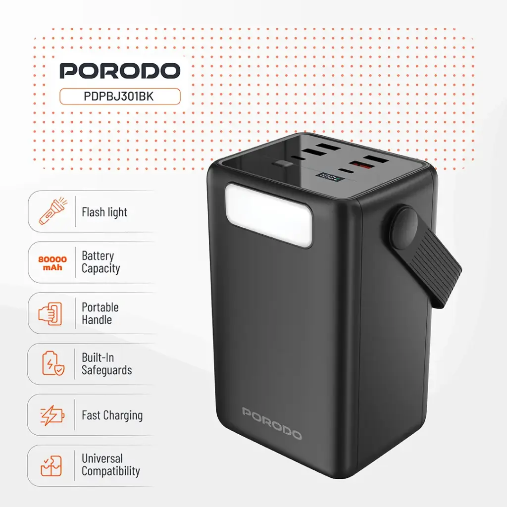 PORODO LARA 80000MAH POWER BANK PD20W BLACK PDPBJ301BK thumbnail 3