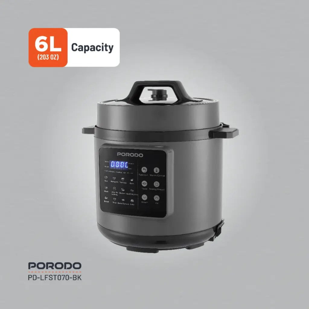 PORODO LIFESTYLE 1300W MULTI CUISINE PRESSURE COOKER BLACK PD-LFST070-BK thumbnail 9