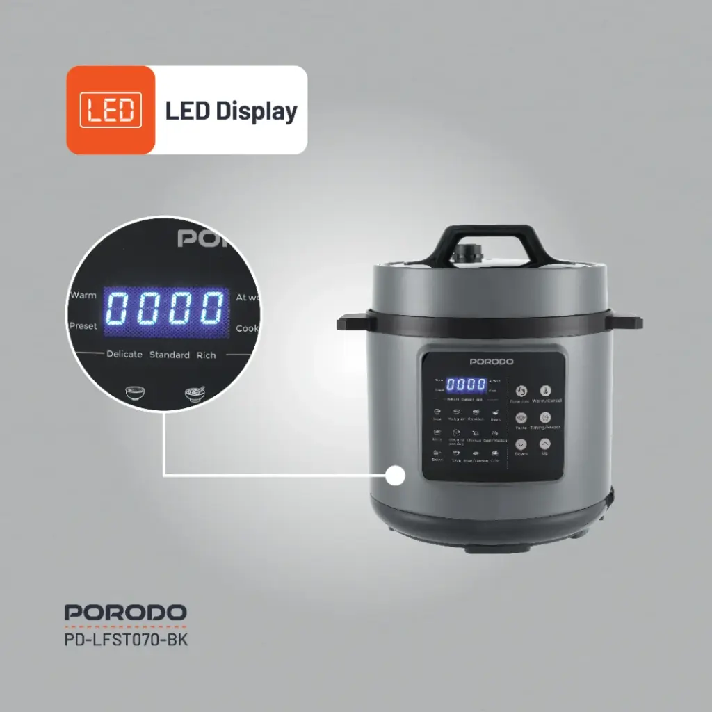 PORODO LIFESTYLE 1300W MULTI CUISINE PRESSURE COOKER BLACK PD-LFST070-BK thumbnail 8