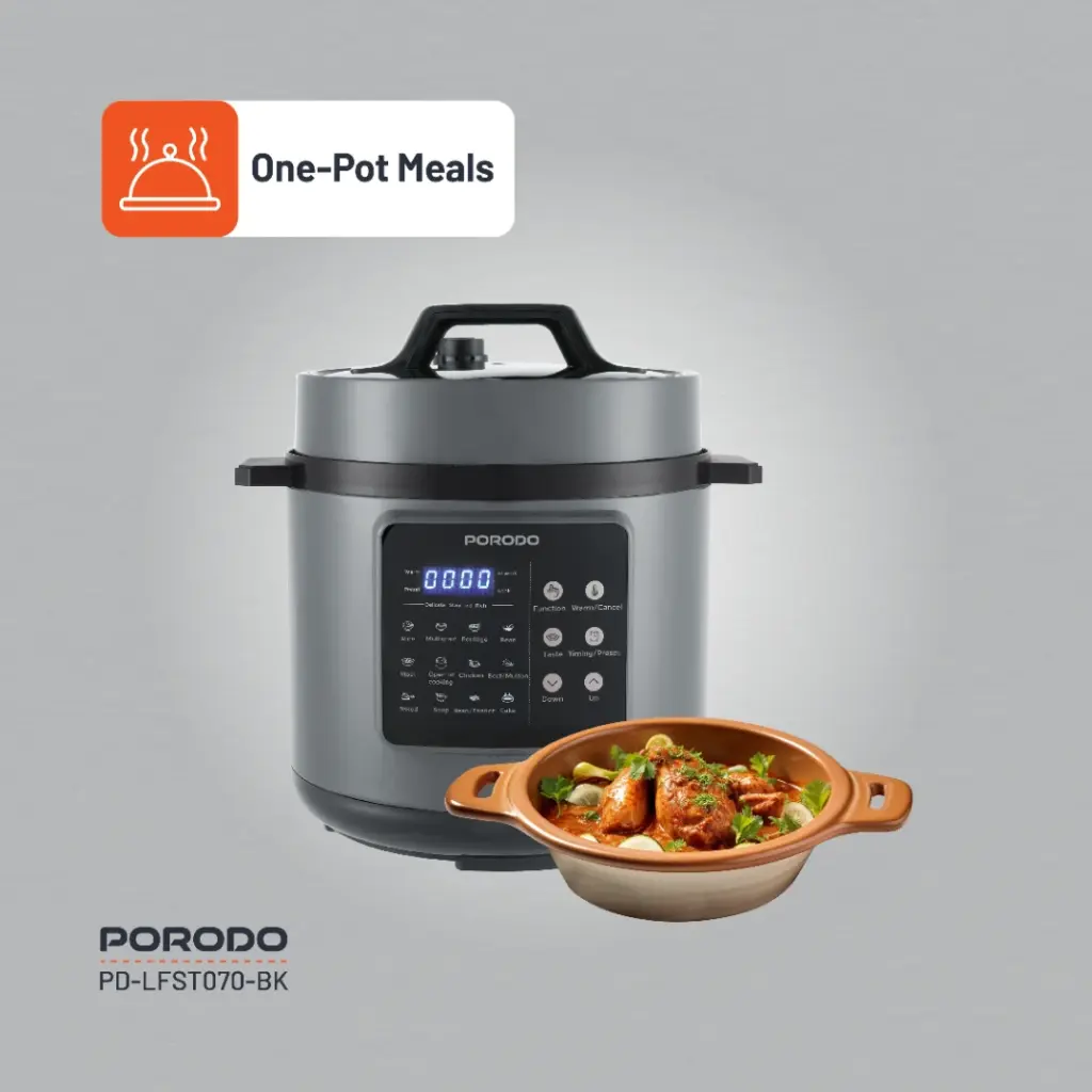 PORODO LIFESTYLE 1300W MULTI CUISINE PRESSURE COOKER BLACK PD-LFST070-BK thumbnail 7