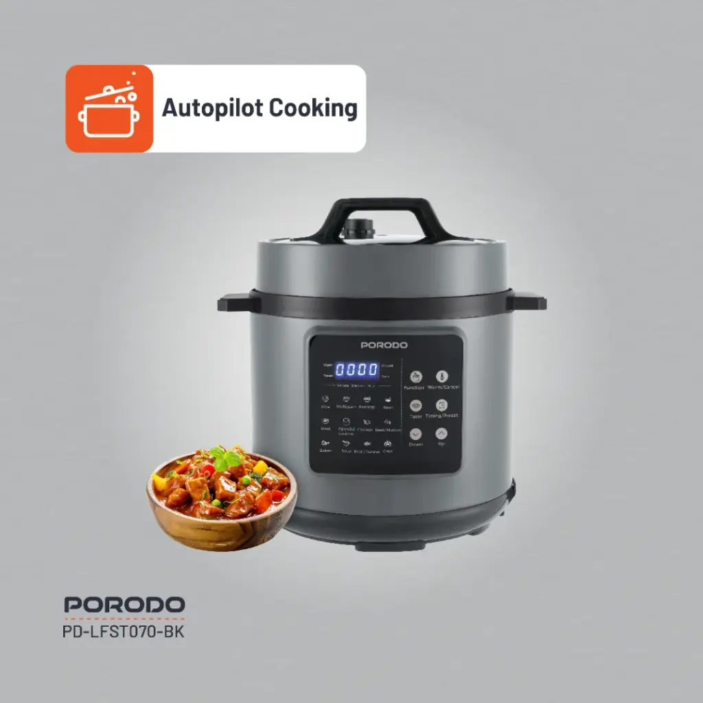 PORODO LIFESTYLE 1300W MULTI CUISINE PRESSURE COOKER BLACK PD-LFST070-BK thumbnail 3