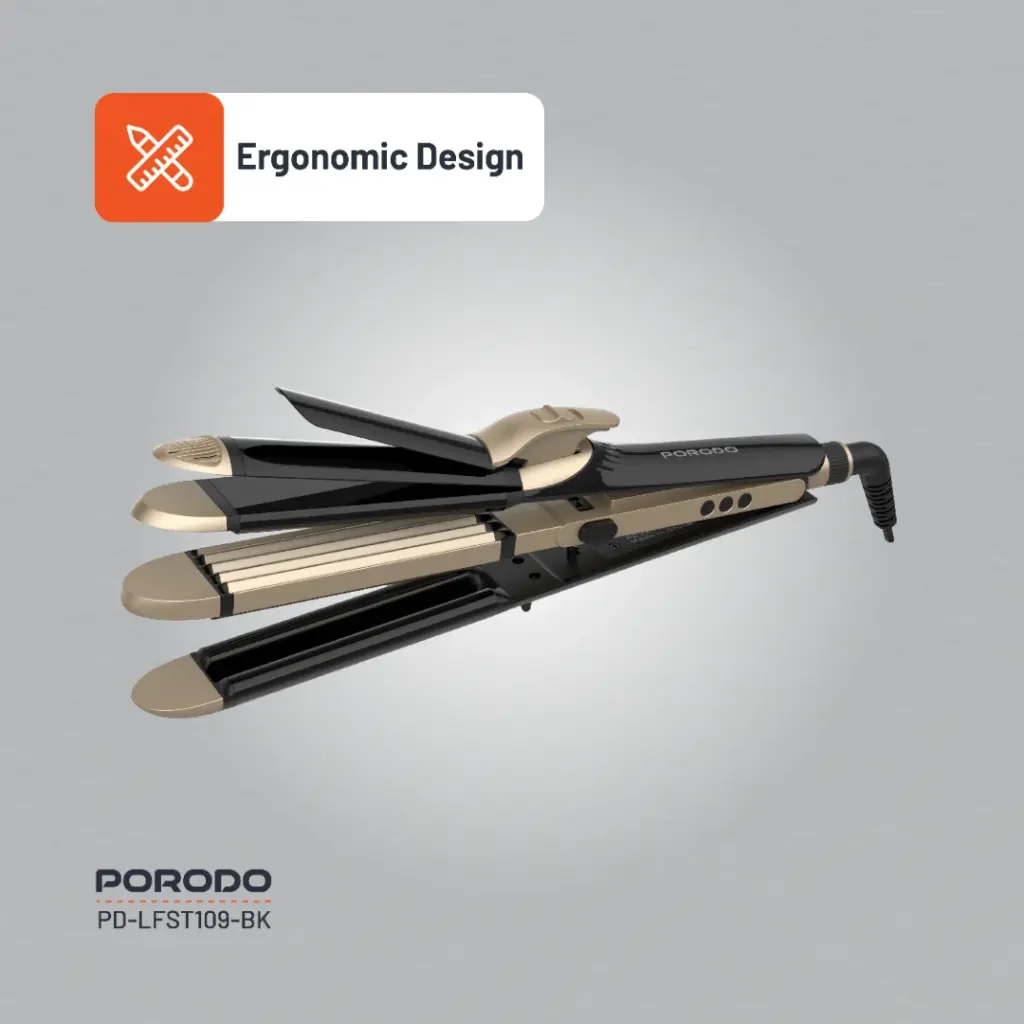 PORODO LIFESTYLE 4 STYLES HAIR IRON BLACK PD-LFST109-BK thumbnail 6