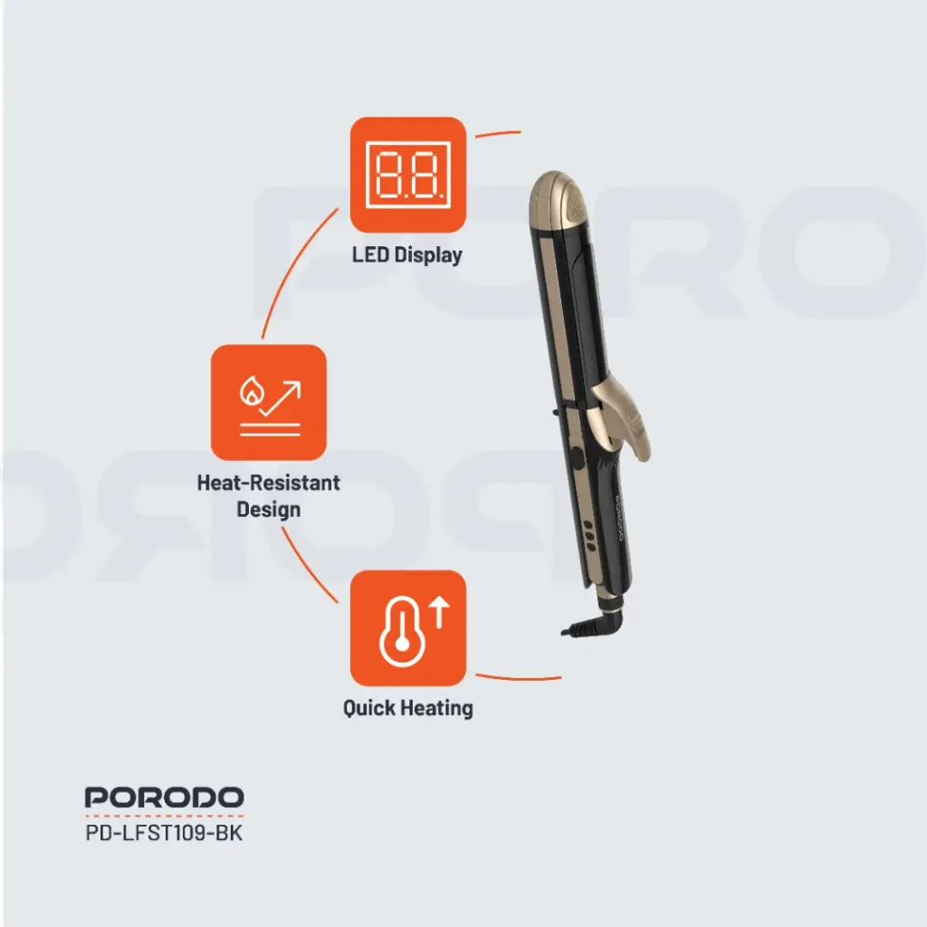 PORODO LIFESTYLE 4 STYLES HAIR IRON BLACK PD-LFST109-BK thumbnail 3