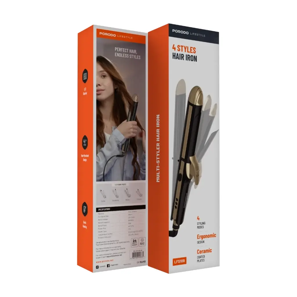PORODO LIFESTYLE 4 STYLES HAIR IRON BLACK PD-LFST109-BK thumbnail 8