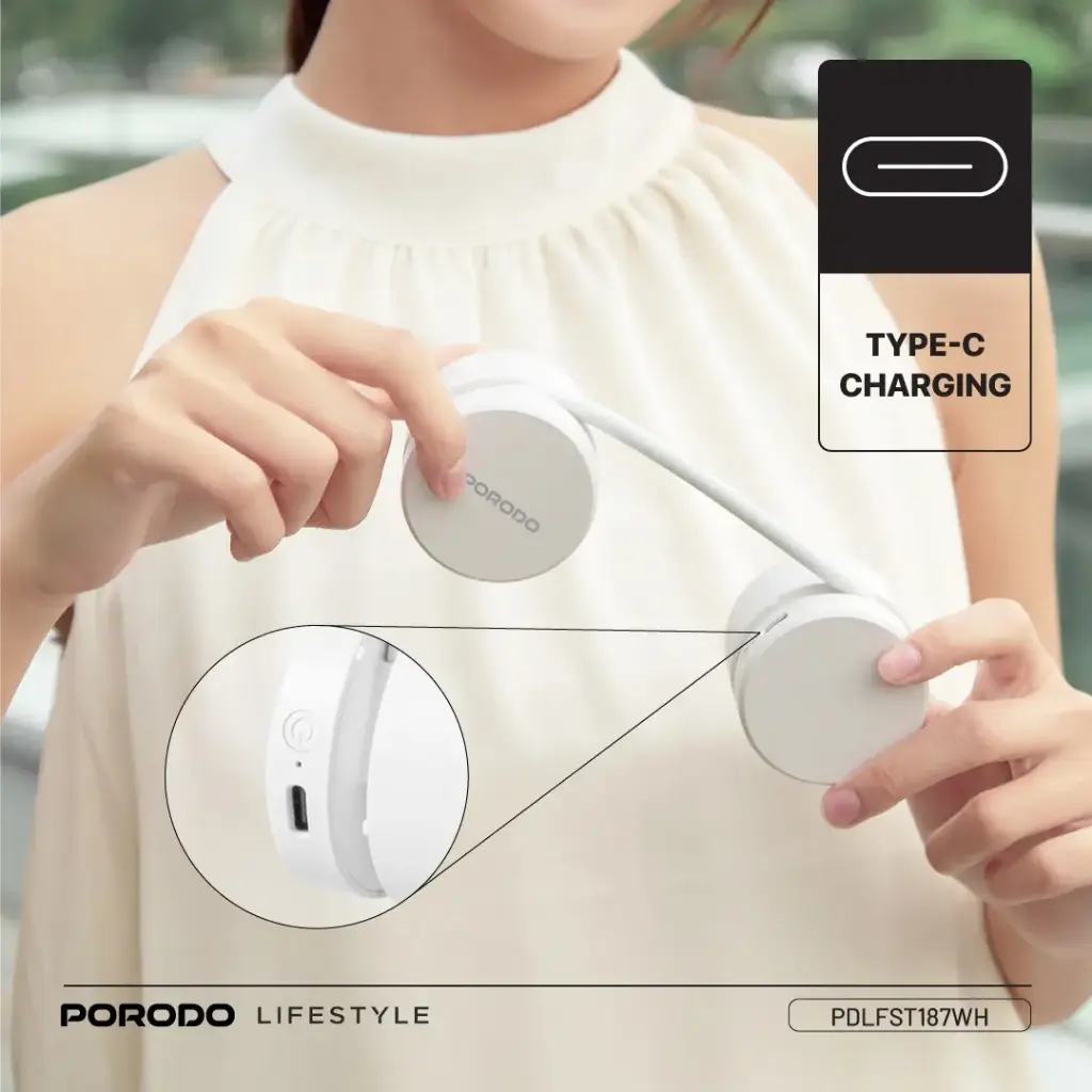 PORODO LIFESTYLE AIRFLEX BLADLESS NECK FAN WHITE PDLFST187WH thumbnail 7