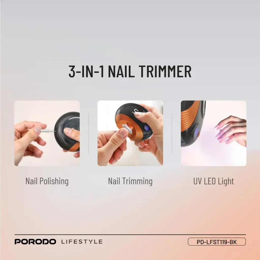 PORODO LIFESTYLE ALL IN ONE NAIL TRIMMER SET BLACK PD-LFST119-BK thumbnail 5