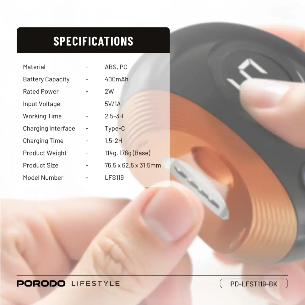 PORODO LIFESTYLE ALL IN ONE NAIL TRIMMER SET BLACK PD-LFST119-BK thumbnail 4