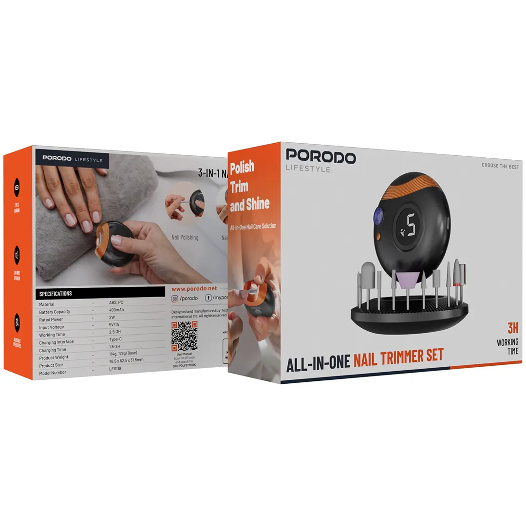 PORODO LIFESTYLE ALL IN ONE NAIL TRIMMER SET BLACK PD-LFST119-BK thumbnail 3