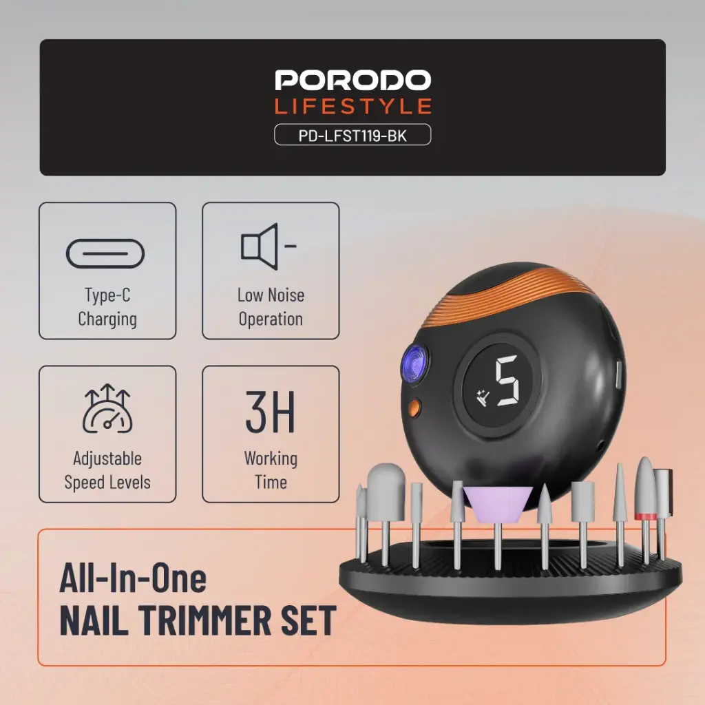 PORODO LIFESTYLE ALL IN ONE NAIL TRIMMER SET BLACK PD-LFST119-BK thumbnail 9
