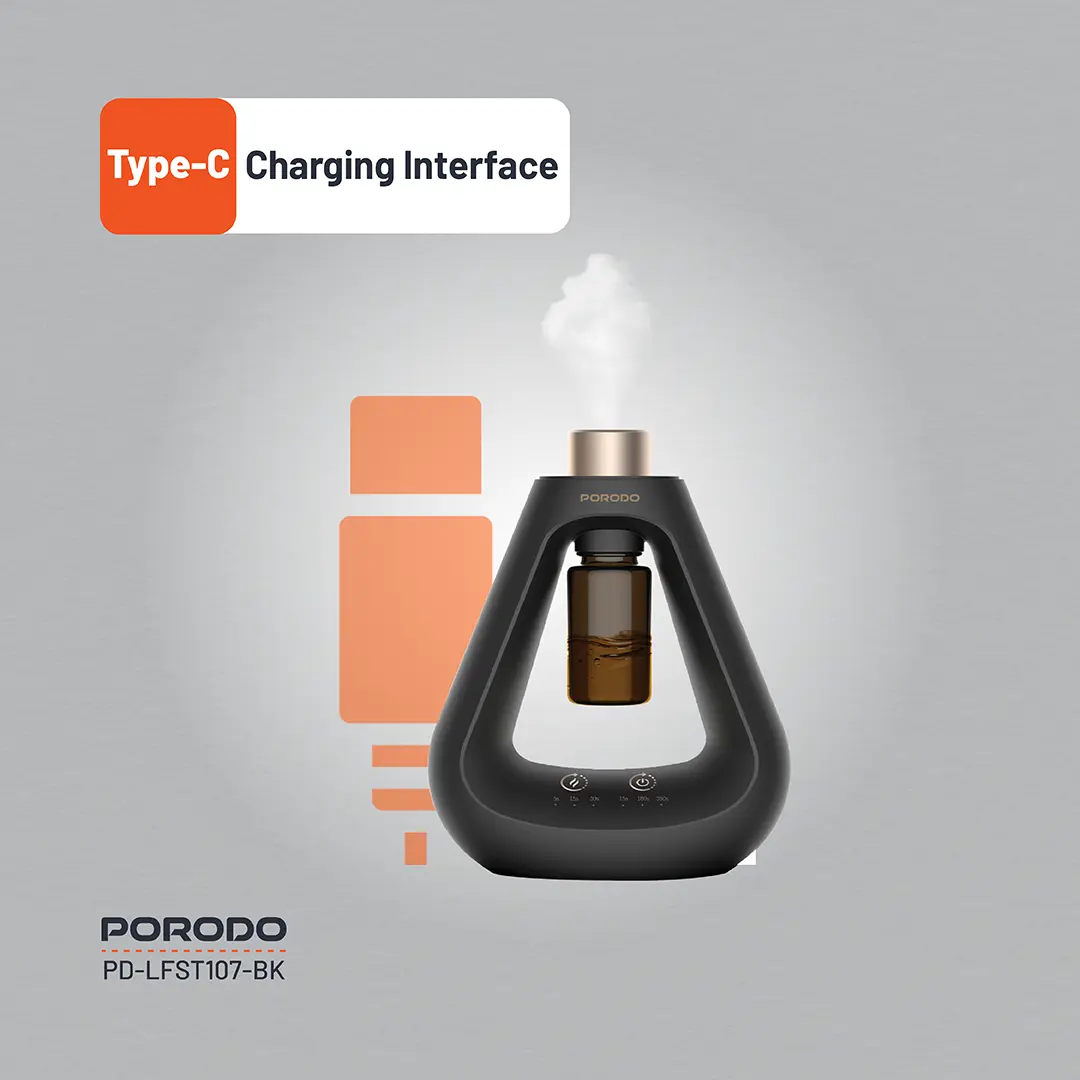 PORODO LIFESTYLE AROMA SPHERE WATERLESS DIFFUSER BLACK PD-LFST107-BK thumbnail 5