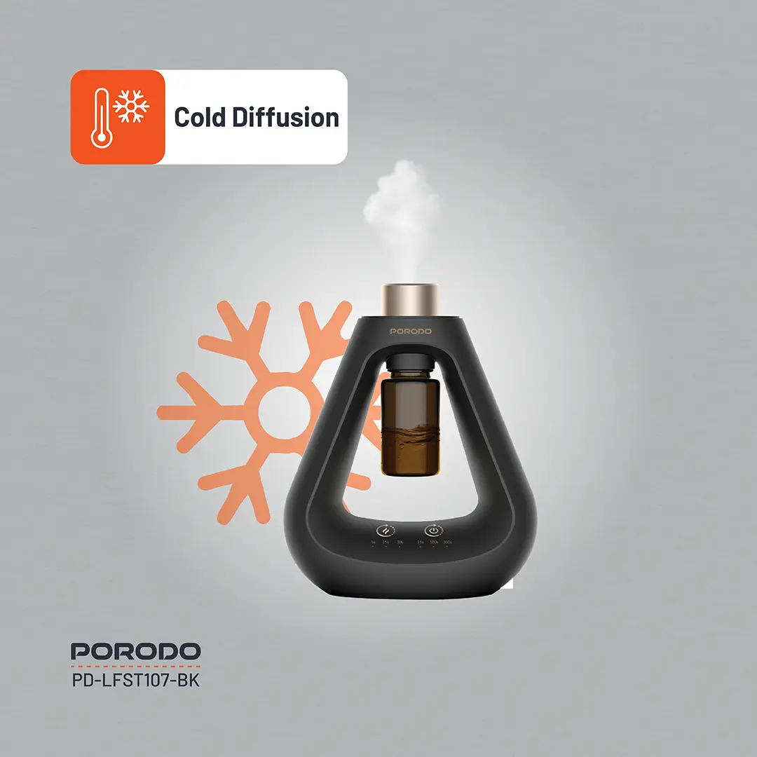 PORODO LIFESTYLE AROMA SPHERE WATERLESS DIFFUSER BLACK PD-LFST107-BK thumbnail 4
