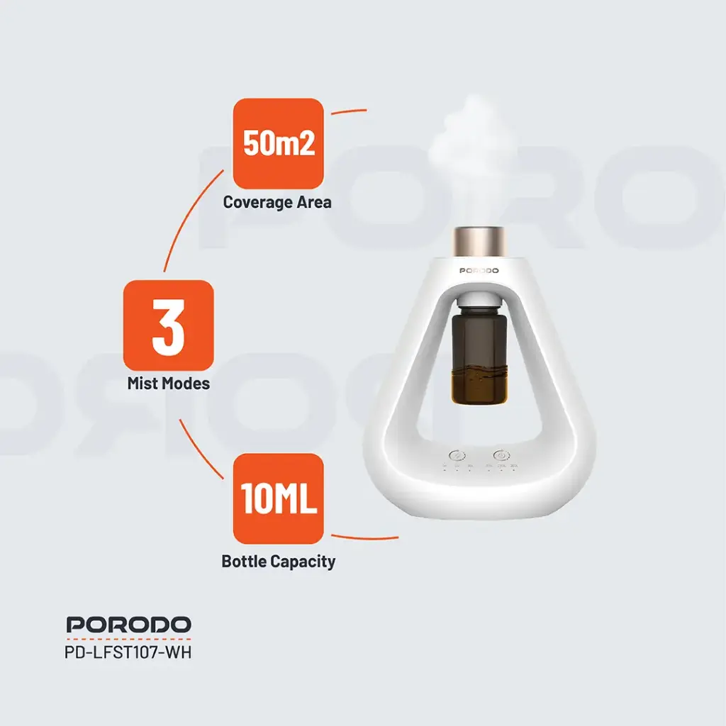 PORODO LIFESTYLE AROMA SPHERE WATERLESS DIFFUSER WHITE PD-LFST107-WH thumbnail 7