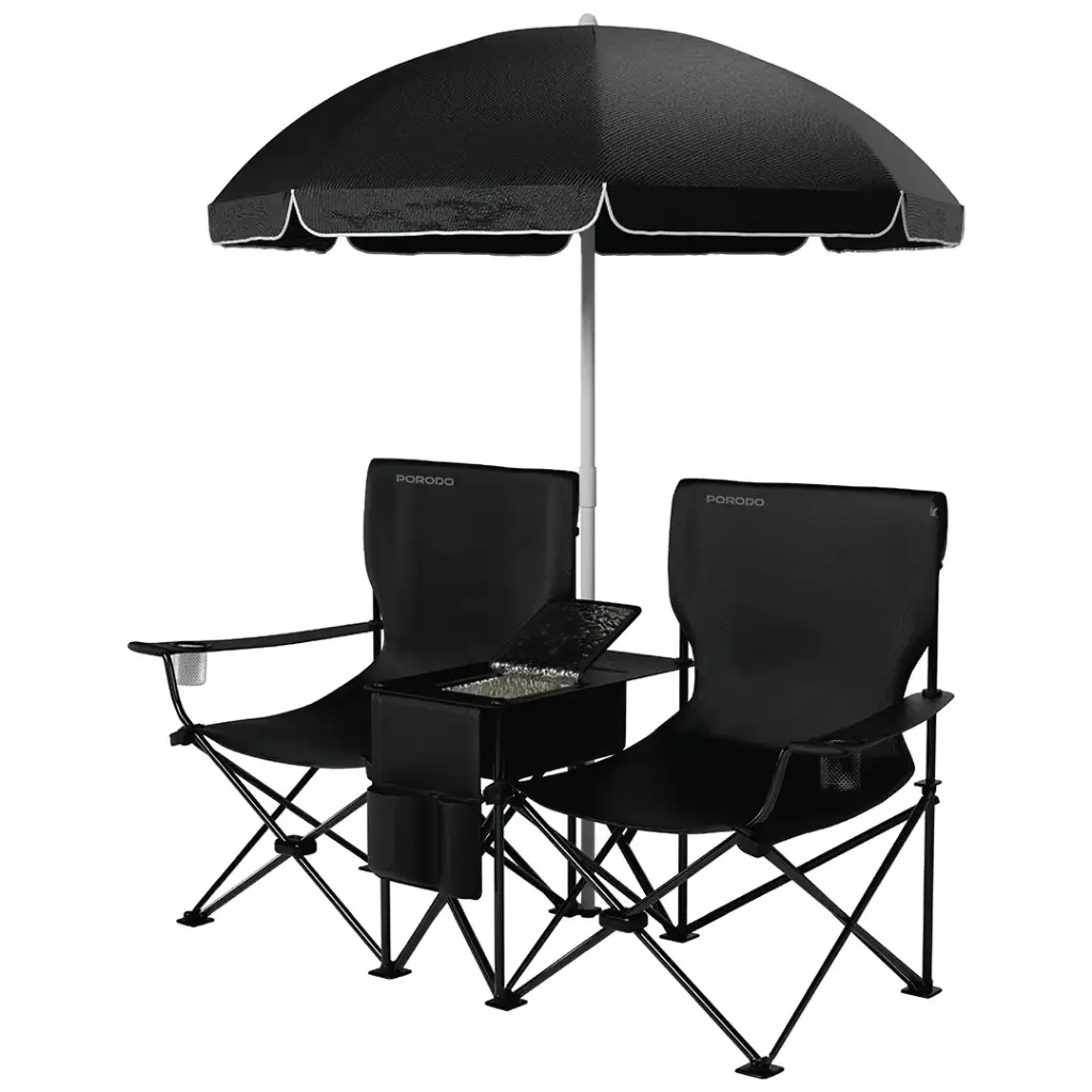 PORODO LIFESTYLE CAMPSHADE CAMPING DUAL CHAIR BLACK PDLFSTCH21BK thumbnail 2