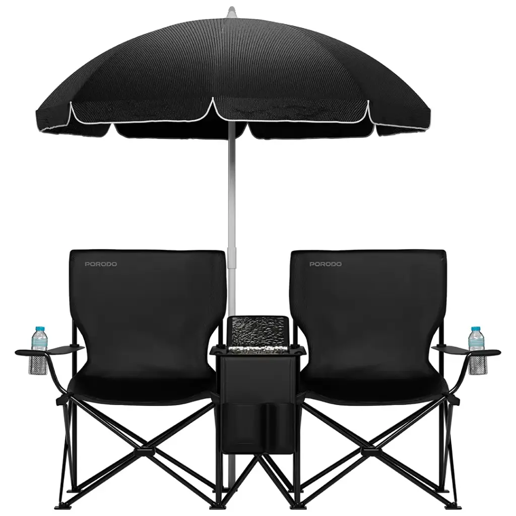 PORODO LIFESTYLE CAMPSHADE CAMPING DUAL CHAIR BLACK PDLFSTCH21BK thumbnail 3