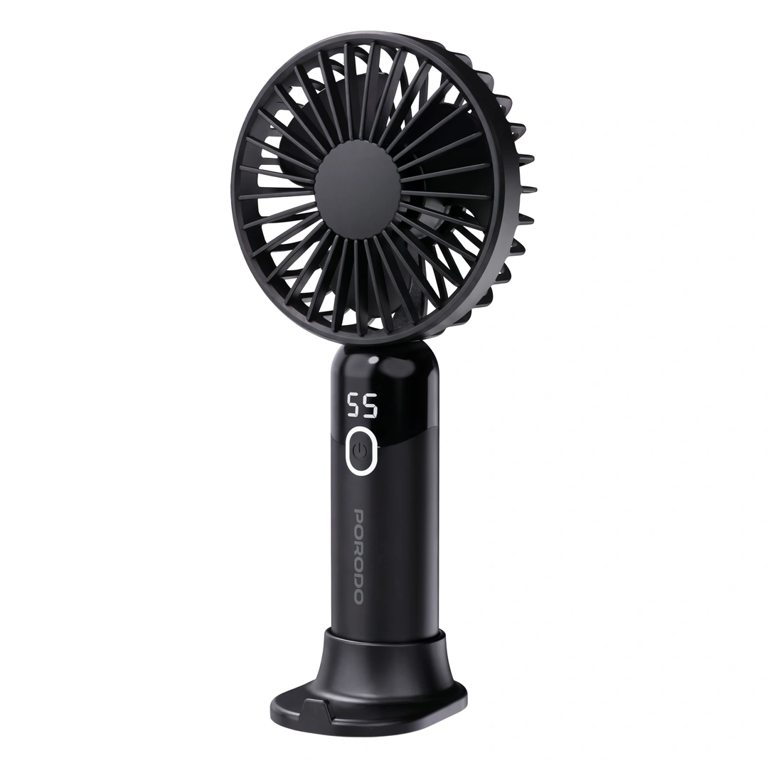 PORODO CHILLO AIR PORTABLE HANDHELD FAN WITH LED DISPLAY BLACK PDLFSTZH13BK