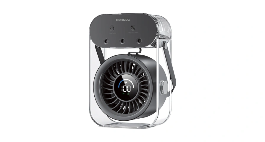 PORODO CHILLO AQUA PORTABLE MIST FAN WITH 500ML LARGE WATER TABK BLACK PDLFSTZH26BK