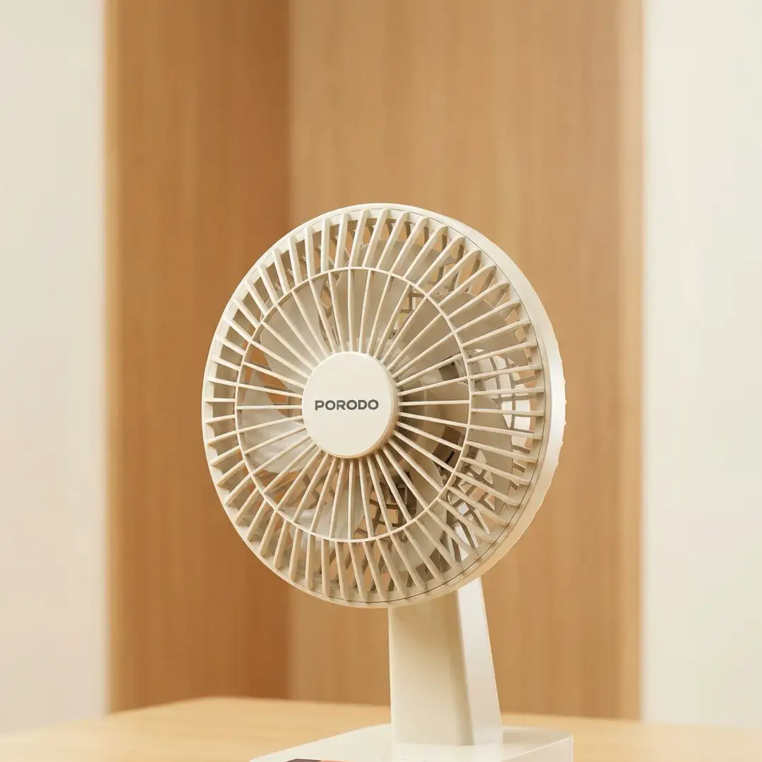 PORODO LIFESTYLE CHILLO DESK PORTABLE DESK FAN WITH OSCILLATING FUNCTION AND INDICATOR LIGHTS BEIGE PDLFSTDF1BG thumbnail 4
