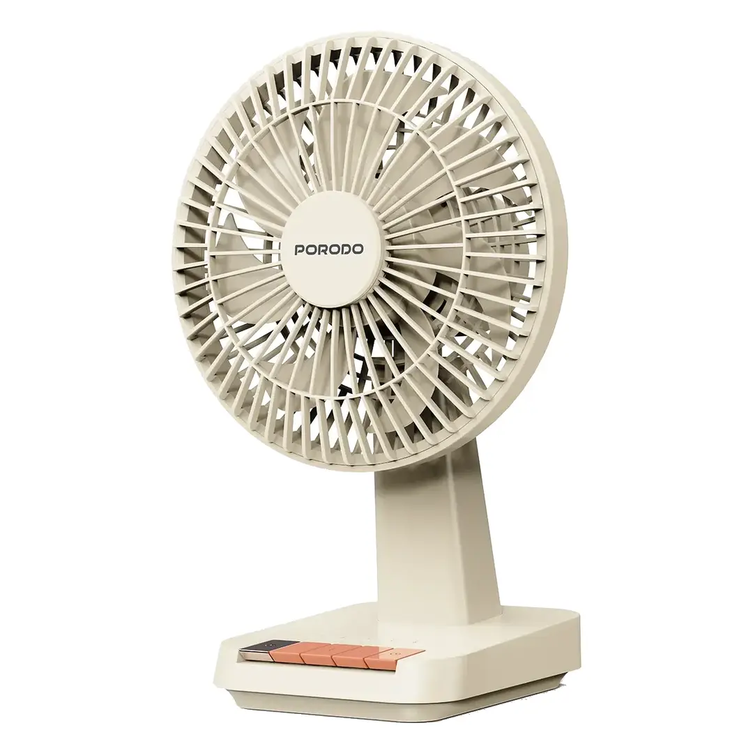 PORODO LIFESTYLE CHILLO DESK PORTABLE DESK FAN WITH OSCILLATING FUNCTION AND INDICATOR LIGHTS BEIGE PDLFSTDF1BG thumbnail 3