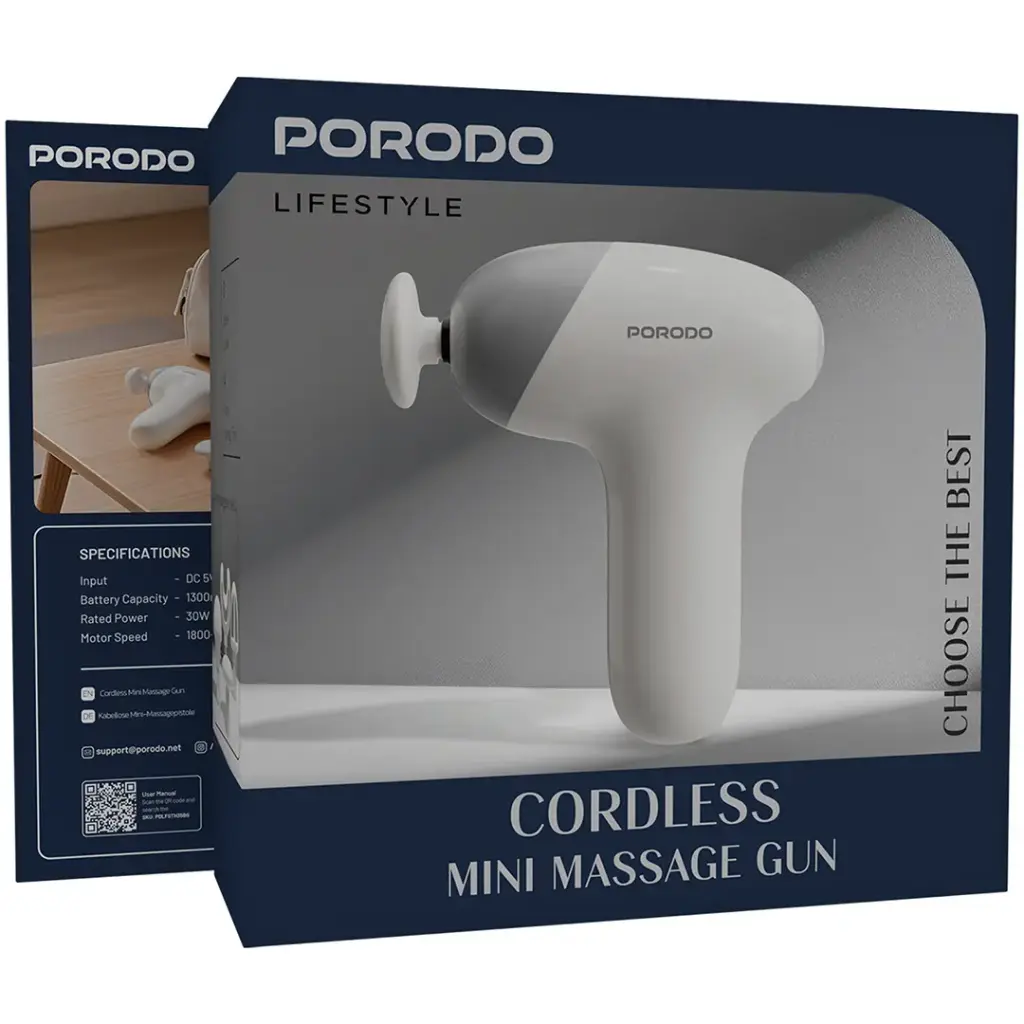 PORODO LIFESTYLE CORDLESS MINI MASSAGE GUN BEIGE PDLFSTH35BG thumbnail 7