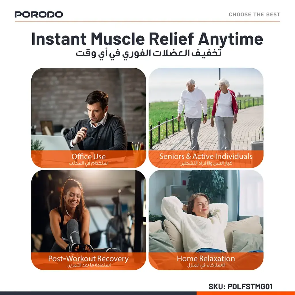 PORODO LIFESTYLE CORDLESS MINI MASSAGE GUN BLACK PDLFSTMG01BK thumbnail 6