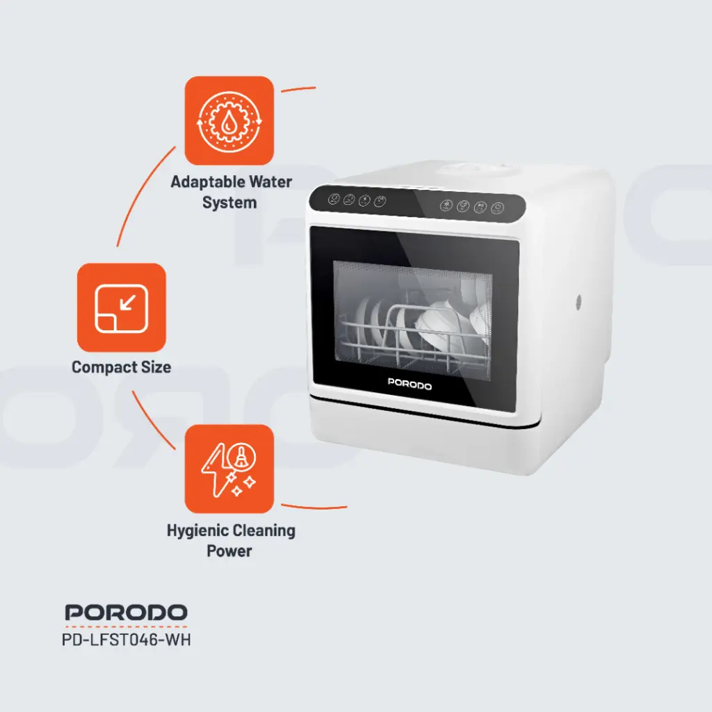 PORODO LIFESTYLE COUNTER TOP DISHWASHER WHITE LFST046-WH thumbnail 3