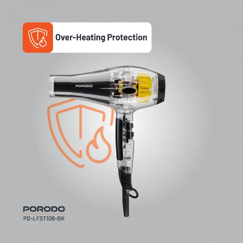 PORODO LIFESTYLE CRYSTAL SHELL HAIR DRYER BLACK PD-LFST106-BK thumbnail 8