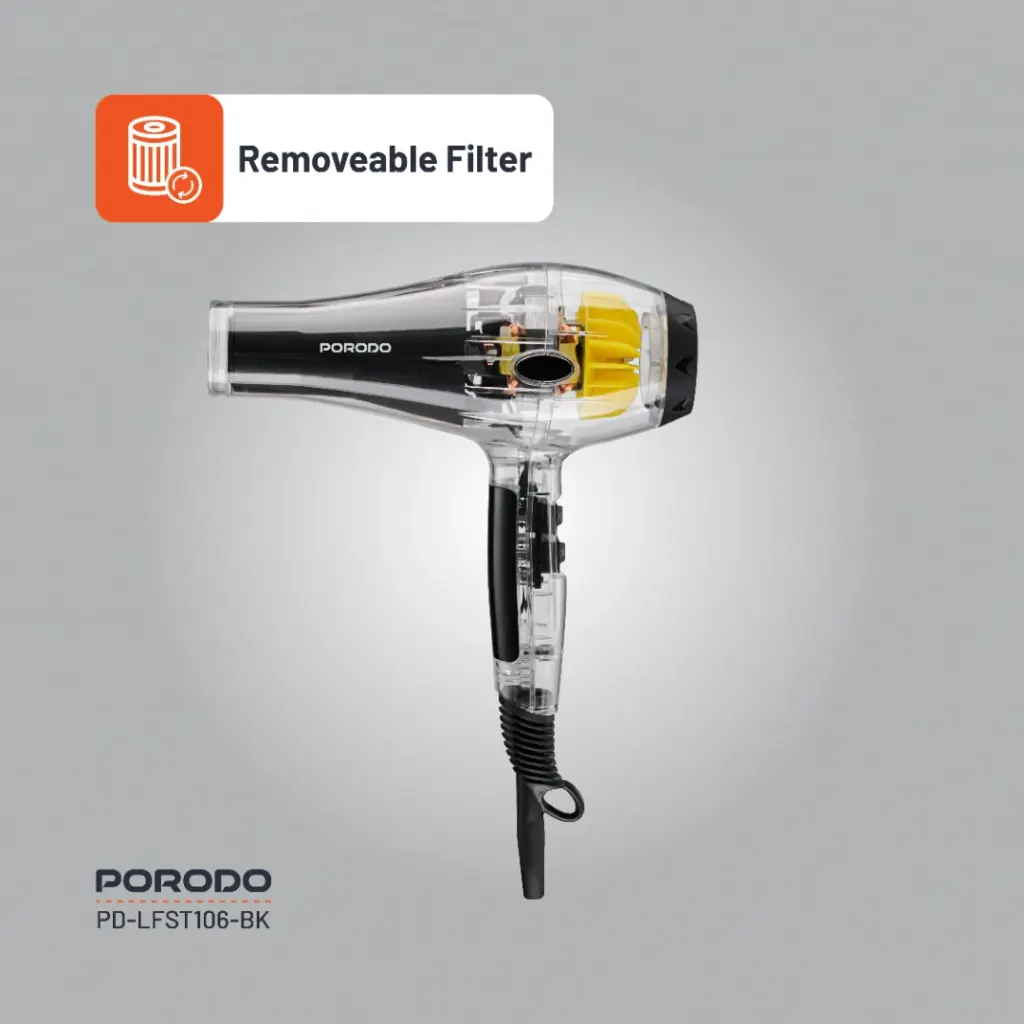 PORODO LIFESTYLE CRYSTAL SHELL HAIR DRYER BLACK PD-LFST106-BK thumbnail 5