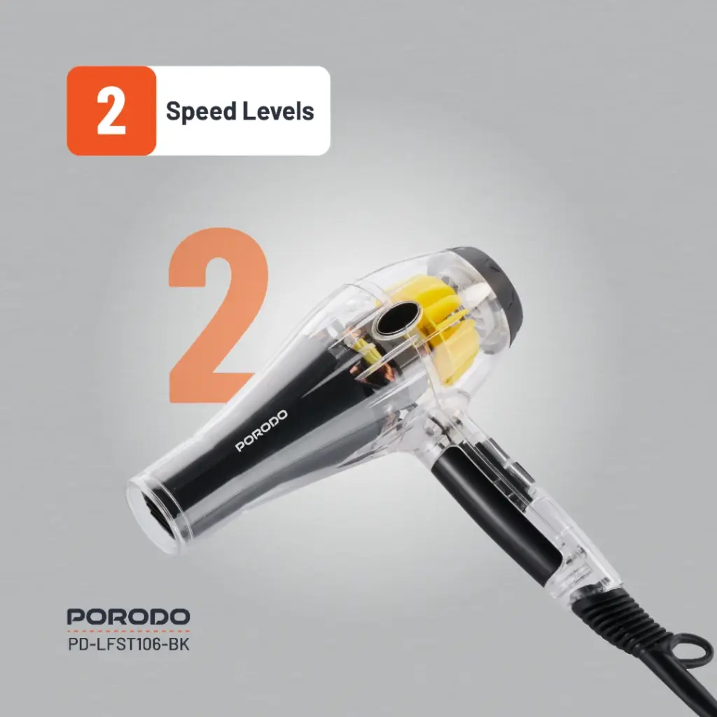 PORODO LIFESTYLE CRYSTAL SHELL HAIR DRYER BLACK PD-LFST106-BK thumbnail 9
