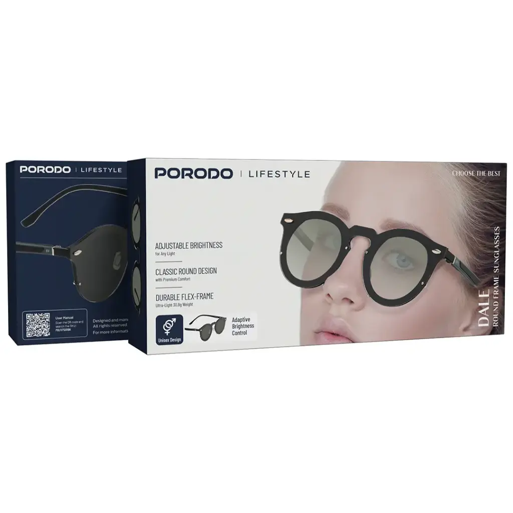 PORODO LIFESTYLE DALE ROUND FRAME SUNGLASSES BLACK PDLFST5201BK thumbnail 4