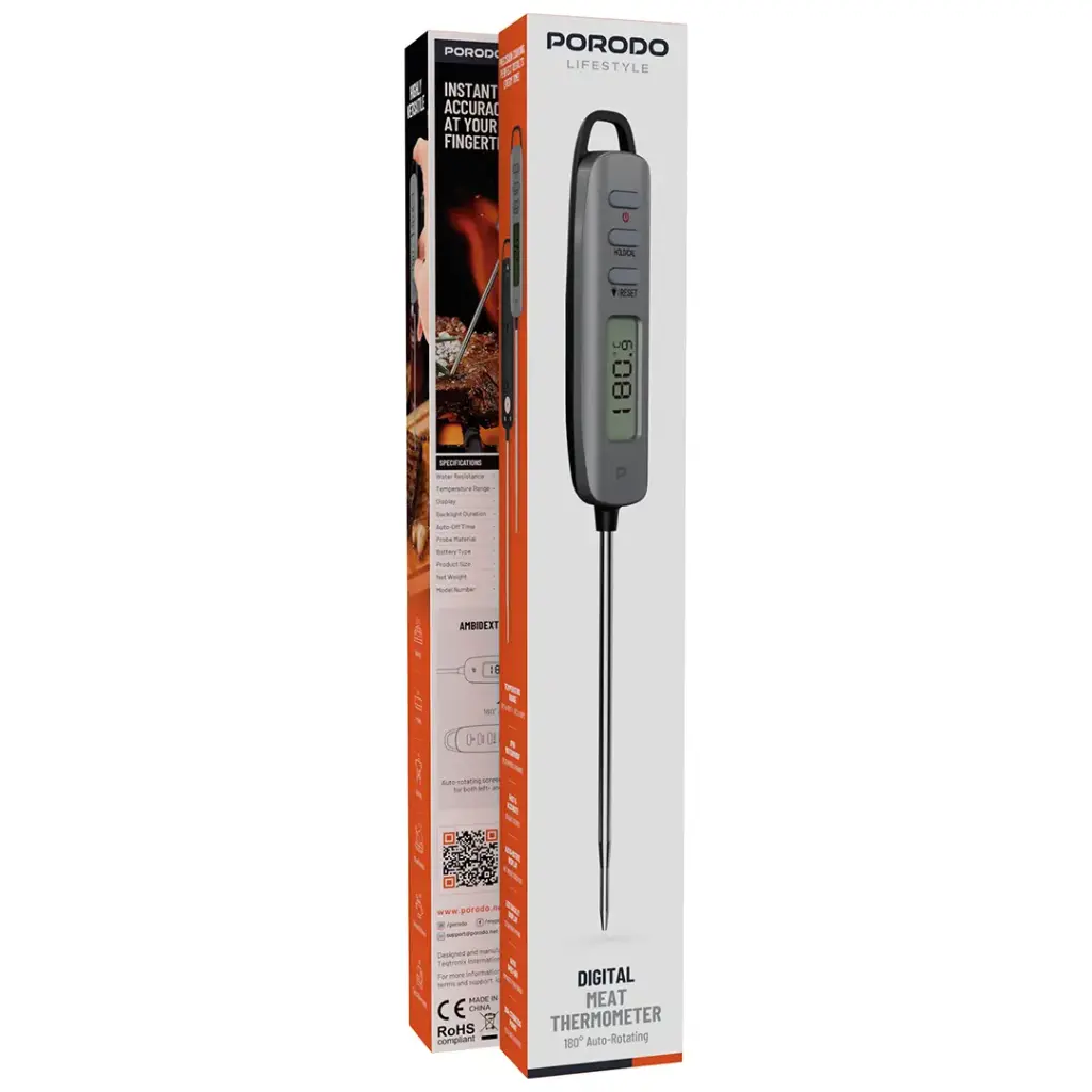 PORODO LIFESTYLE DIGITAL MEAT THERMOMETER SILVER PDLFST6027SL thumbnail 3