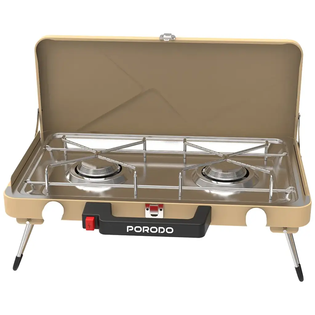 PORODO LIFESTYLE DUAL BURNER FOLDABLE CAMPING STOVE KHAKI PDYG002KH thumbnail 2