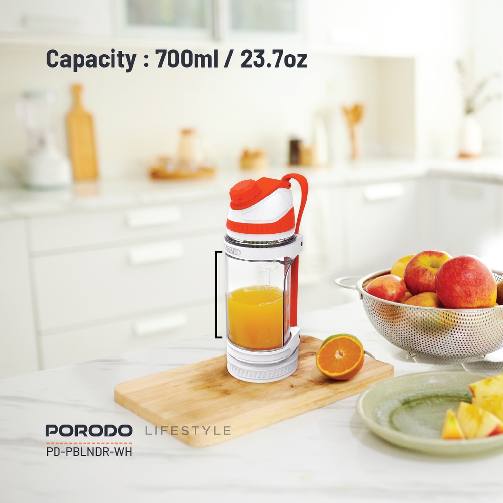 PORODO LIFESTYLE DUAL SPIN CLOCK WISE REVERSE PORTABLE BLENDER WHITE PD-PBLNDR-WH thumbnail 5