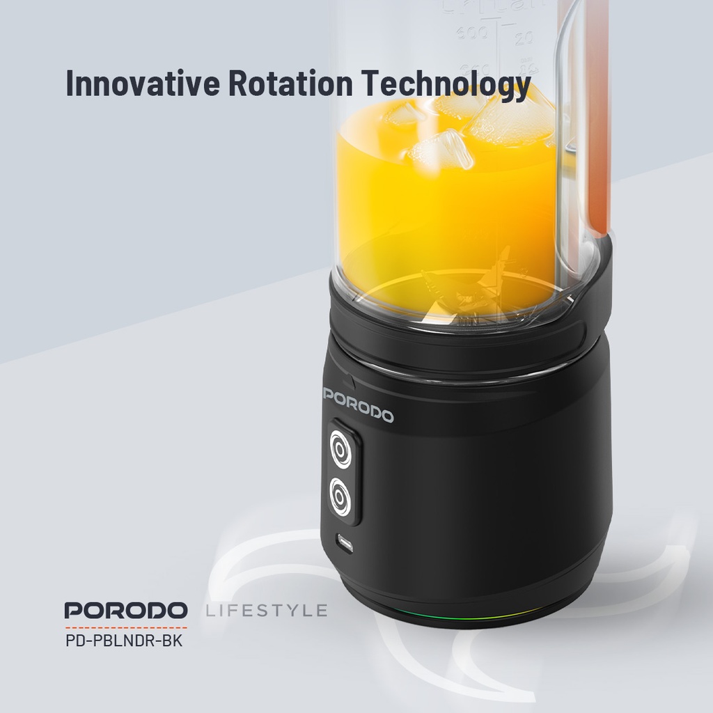 PORODO LIFESTYLE DUAL SPIN CLOCK WISE & REVERSE PORTABLE BLENDER BLACK PD-PBLNDR-BK thumbnail 6