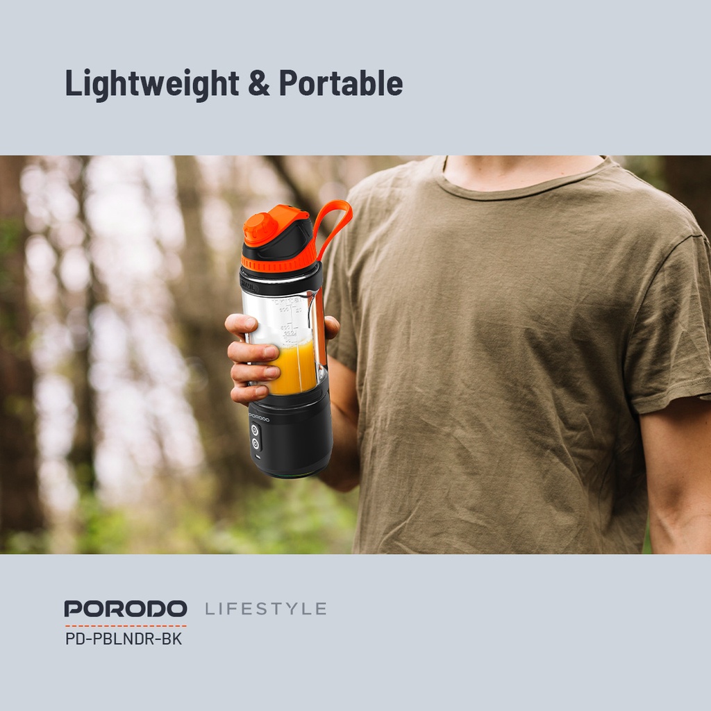 PORODO LIFESTYLE DUAL SPIN CLOCK WISE & REVERSE PORTABLE BLENDER BLACK PD-PBLNDR-BK thumbnail 5