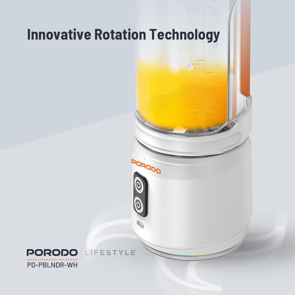 PORODO LIFESTYLE DUAL SPIN CLOCK WISE REVERSE PORTABLE BLENDER WHITE PD-PBLNDR-WH thumbnail 6