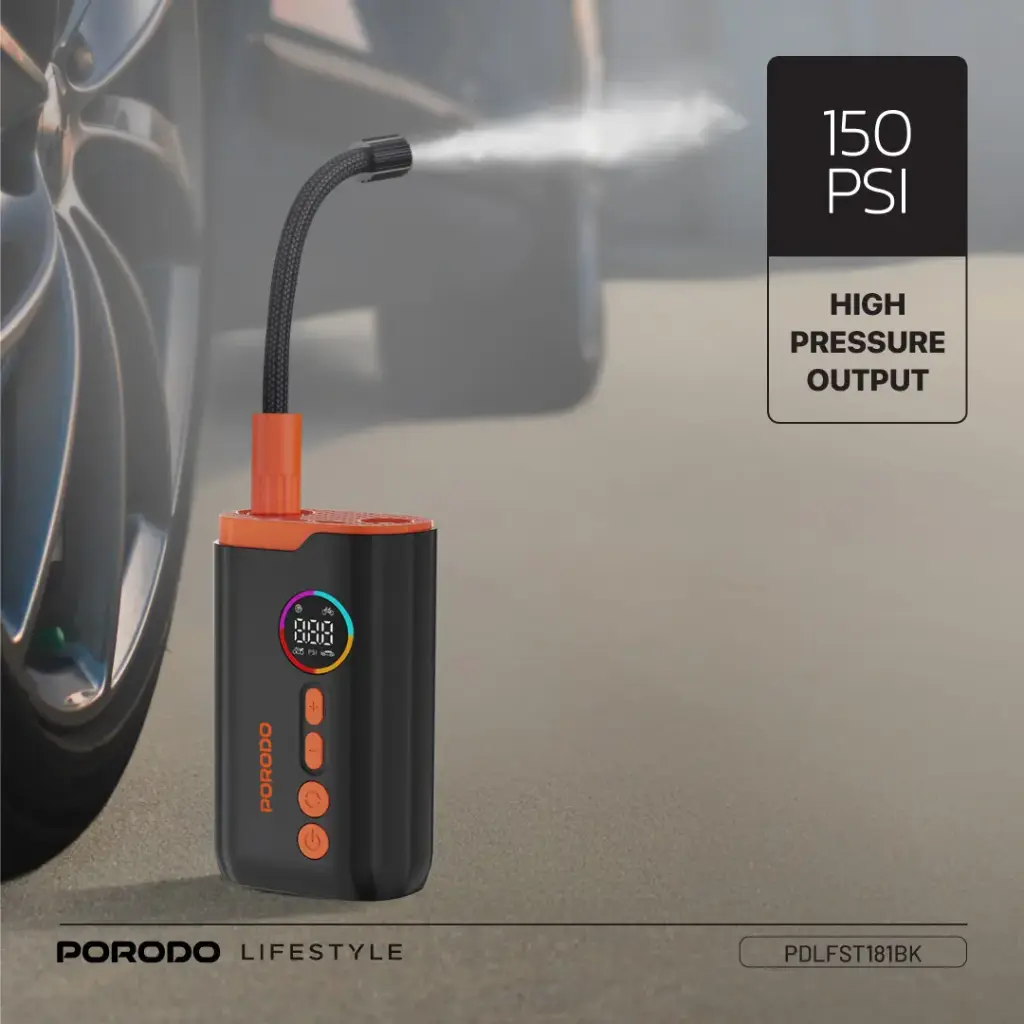PORODO LIFESTYLE ELECTRIC AIR INFLATOR BLACK PDLFST181BK thumbnail 3