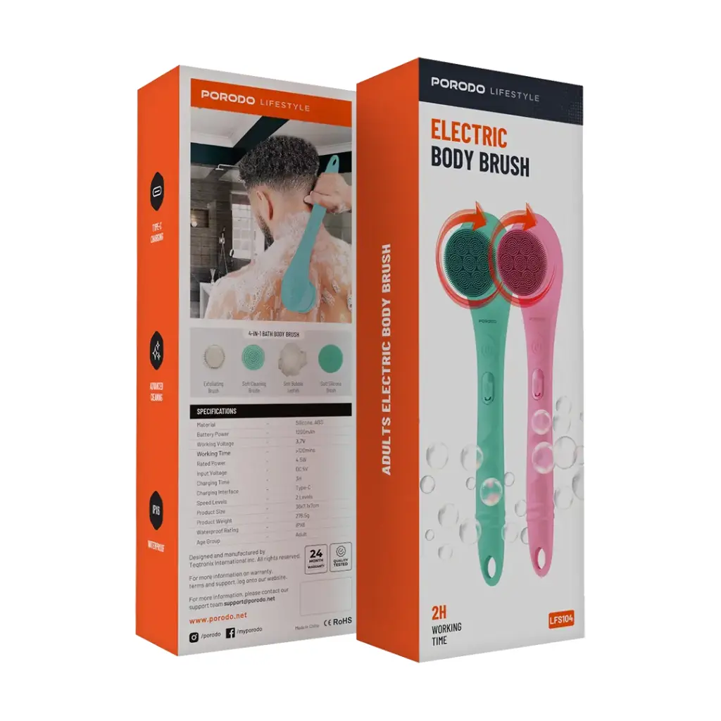 PORODO LIFESTYLE ELECTRIC BODY BRUSH PINK PD-LFST104-PK thumbnail 3