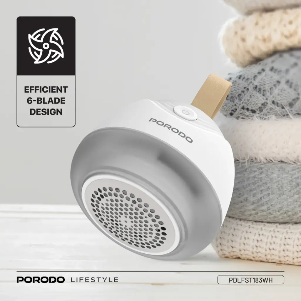 PORODO LIFESTYLE FABRIC SHAVER LINT AND BOBBLES REMOVER WHITE PDLFST183WH thumbnail 2