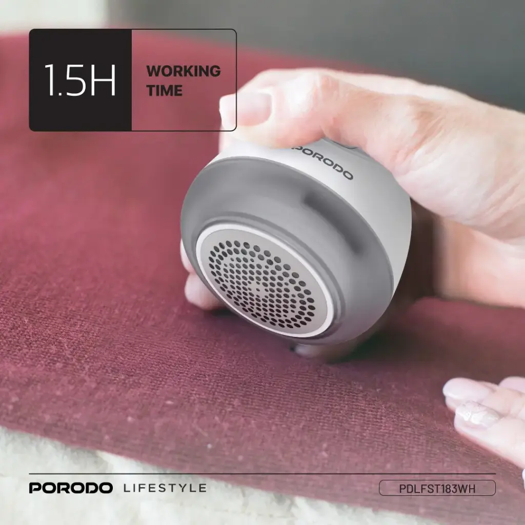 PORODO LIFESTYLE FABRIC SHAVER LINT AND BOBBLES REMOVER WHITE PDLFST183WH thumbnail 3