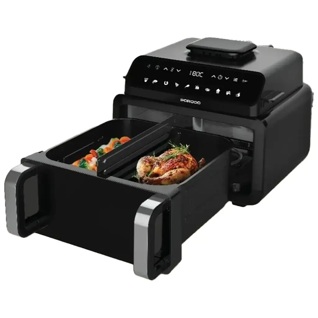PORODO LIFESTYLES FLEXI COOK PRO INDOOR GRILL 2100W LARGE 10-15L CAPACITY BLACK PDAF1015BK thumbnail 2