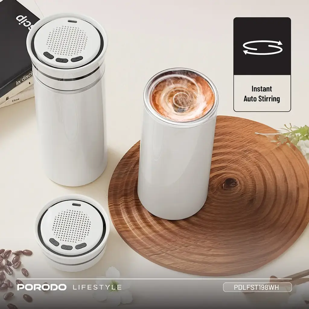 PORODO LIFESTYLE FLUXMIX 350ML STIRRING CUP WITH SPEAKER WHITE PDLFST198WH thumbnail 5