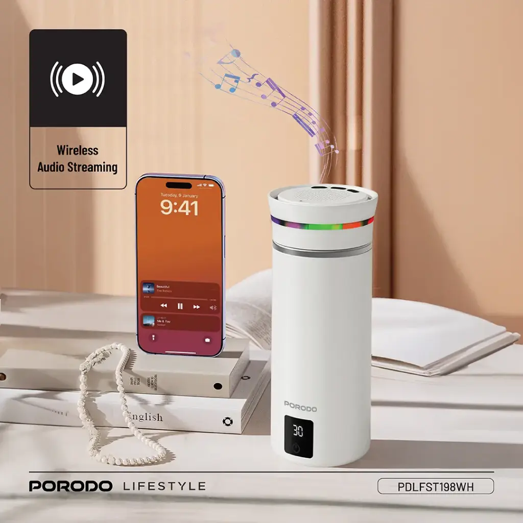 PORODO LIFESTYLE FLUXMIX 350ML STIRRING CUP WITH SPEAKER WHITE PDLFST198WH thumbnail 6