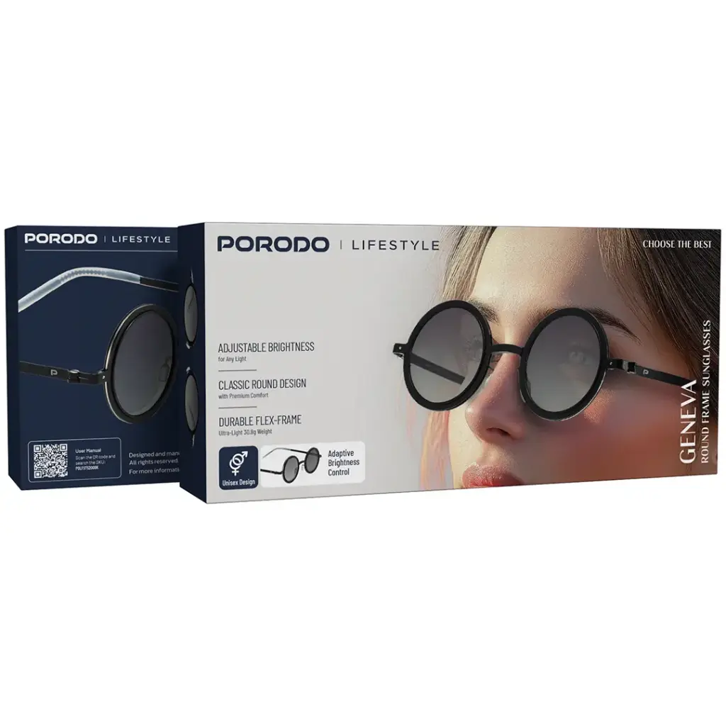 PORODO LIFESTYLE GENEVA ROUND FRAME SUNGLASSES BLACK PDLFST5200BK thumbnail 4