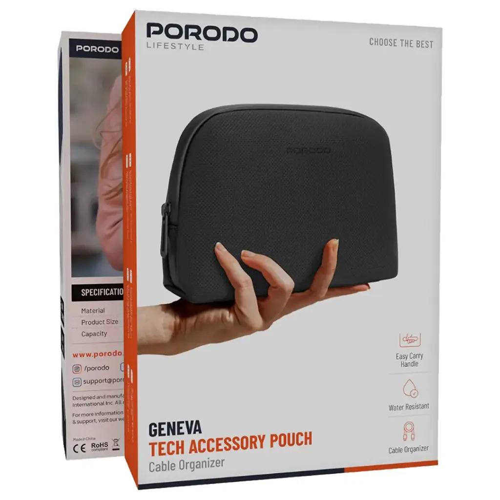 PORODO LIFESTYLE GENEVA TECH ACCESSORY POUCH BLACK PDLFSTPBK thumbnail 5